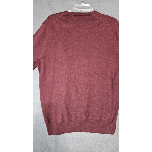 Jos A Bank Men's Wool V Neck Sweater Long Sleeve Maroon Merino Wool Size Large - Picture 4 of 6